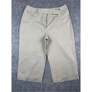 Van Heusen Capri Pants Women's‎ Size 14 Beige Cotton Straight Leg Casual Comfort